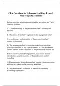 CPA Questions for Advanced Auditing Exam 1 with complete solutions