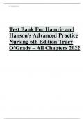 Test Bank for Hamric & Hanson's Advanced Practice Nursing 6th Edition (Tracy, 2018) , Chapter 1-23 | Complete Guide A+