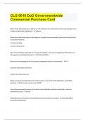 CLG 0010 DoD Governmentwide Commercial Purchase Card | Questions With 100% Correct Answers  | Verified