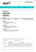 AQA Biology A-Level Paper 2 Specimen QP. Graded A