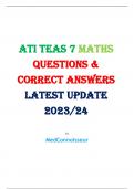 ATI TEAS 7 MATHS QUESTIONS & CORRECT ANSWERS LATEST UPDATED 2023/24