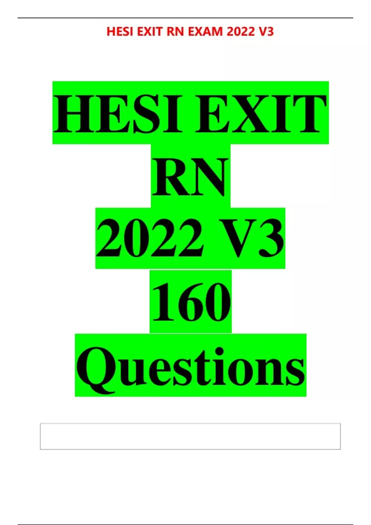 HESI EXIT RN EXAM 2022 V3 real 160 questions and answers latest update