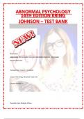 ABNORMAL PSYCHOLOGY 14TH EDITION KRING JOHNSON – TEST BANK ( LATEST 2023 A+ GRADED)