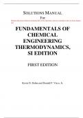 Fundamentals of Chemical Engineering Thermodynamics (SI Edition) 1st Edition By Kevin Dahm Donald Visco (Solution Manual)