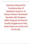 Fundamentals of Database Systems 7th Edition By Ramez Elmasri, Shamkant Navathe (Solution Manual)