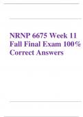 NRNP 6675 Week 11 Fall Final Exam 100% Correct Answers