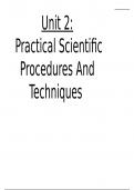 Unit 2:  Practical Scientific Procedures And Techniques