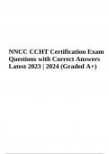 NNCC CCHT Certification Exam Questions with Correct Answers Latest 2023 | 2024 (Graded A+)