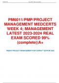 PM6011 /PMP / PROJECT  MANAGEMENT MEDCERTS WEEK 4; MANAGEMENT LATEST  REAL  EXAM SCORED 99% (complete)|A+