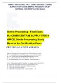 STERILE PROCESSING  FINAL EXAM  IAHCSMM CENTRAL SUPPLY STUDY GUIDE (STERILE PROCESSING STUDY MATERIAL FOR CERTIFICATION EXAM)