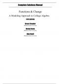 Functions and Change A Modeling Approach to College Algebra 5th Edition By Bruce Crauder, Benny Evans, Alan Noell (Solution Manual)