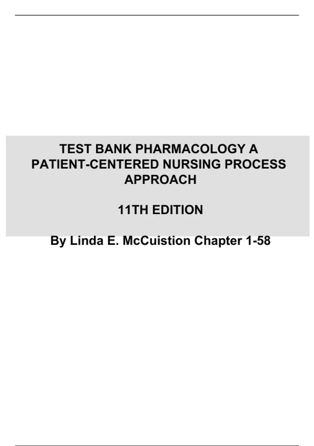 TEST BANK PHARMACOLOGY A PATIENT-CENTERED NURSING PROCESS APPROACH 11TH ...