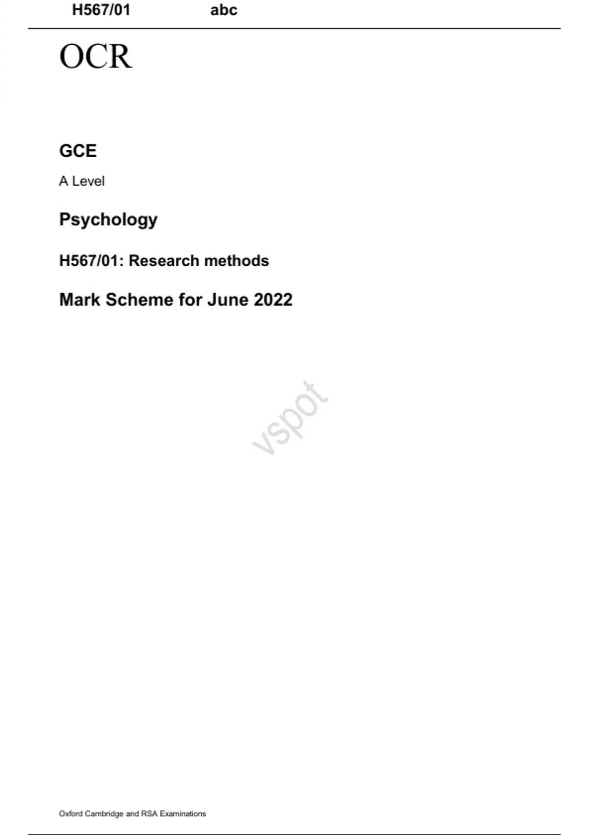 ocr a level psychology research methods past papers