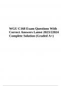WGU C168 Exam Questions With Correct Answers Latest 2023/22024 Complete Solution (Graded A+)