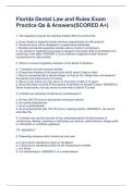 Florida Dental Law and Rules Exam Practice Qs & Answers(SCORED A+)