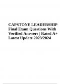 CAPSTONE LEADERSHIP Final Exam 2023 (Questions With Verified Answers) Latest Update 2023/2024