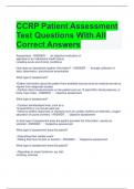 CCRP Patient Assessment Test Questions With All Correct Answers