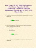 Final Exam: NR 503/ NR503 Epidemiology Final Exam: Population Health, Epidemiology & Statistical Principles| Questions and Verified Answers (2023/ 2024) Chamberlain