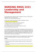 NURSING RNSG 2221 Leadership and Management QUESTIONS AND 100% CORRECT ANSWERS ( ANSWERS HIGHLIGHTED IN YELLOW )
