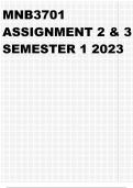 MNB3701 ASSIGNMENT 2 & 3 SEMESTER 1 2023 