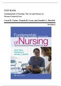 Test Bank - Fundamentals of Nursing: The Art and Science of Person-Centered Care, 9th, and 10th Edition by Taylor | All Chapters