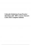 Colorado Esthetician Final Exam Practice Questions with Verified Answers Latest Complete Solution Graded A+
