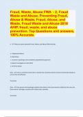 Fraud, Waste, Abuse FWA  - 2, Fraud Waste and Abuse, Preventing Fraud, Abuse & Waste, Fraud, Abuse, and Waste, Fraud Waste and Abuse 2018 AHIP, fraud, waste, and abuse prevention. Top Questions and answers, 100% Accurate.