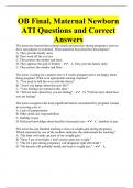 OB Final, Maternal Newborn ATI Questions and Correct Answers