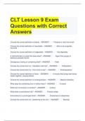 CLT Lesson 9 Exam Questions with Correct Answers 