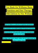 Test Bank For Williams' Basic Nutrition & Diet Therapy Binder Ready 16th Edition Nix Chapter 1-23 | Complete