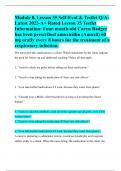 Module 8, Lesson 35 Self-Eval & Testlet Q/A|Latest 2023-A+Rated|Lesson 35 Testlet Information: Four-month-old Caryn Badger has been prescribed amoxicillin (Amoxil) 60 mg orally every 8 hours for the treatment of a respiratory infection