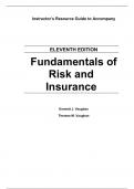 Fundamentals of Risk and Insurance 11th Edition By Emmett Vaughan, Therese Vaughan (Instructor Manual)