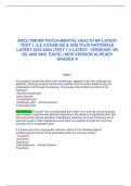 ANCC PMHNP PSYCH-MENTAL HEALTH NP LATEST  TEST 1 ,2,& 3 EXAM QS & ANS PLUS RATIONALE  LATEST 2022-2024 (TEST 1-3 LATEST VERSIONS 100  QS AND ANS EACH) | NEW VERSION ALREADY  GRADED A