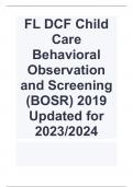 FL DCF Child Care Behavioral Observation and Screening (BOSR) 2019 Updated for 2023/2024