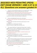 2022 - 2023 Hesi Pediatric (PEDS) Exit Exam Version 1 and 2 (V1 & V2) - All Q&As (Brand New) A++ TB