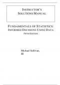 Fundamentals of Statistics 5th Edition By Michael Sullivan (Solution Manual)