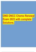 ONS ONCC Chemo Renewal Exam 2023 with complete Solutions.