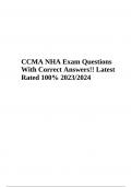 CCMA NHA Final Exam Questions With Answers | Latest 2023/2024 Rated 100% | CCMA NHA Exam Practice Questions With Correct Answers 2023/2024 !! Latest Graded A+ & CCMA NHA EXAM PREP QUESTIONS WITH ANSWERS 2023/2024 GRADED A+