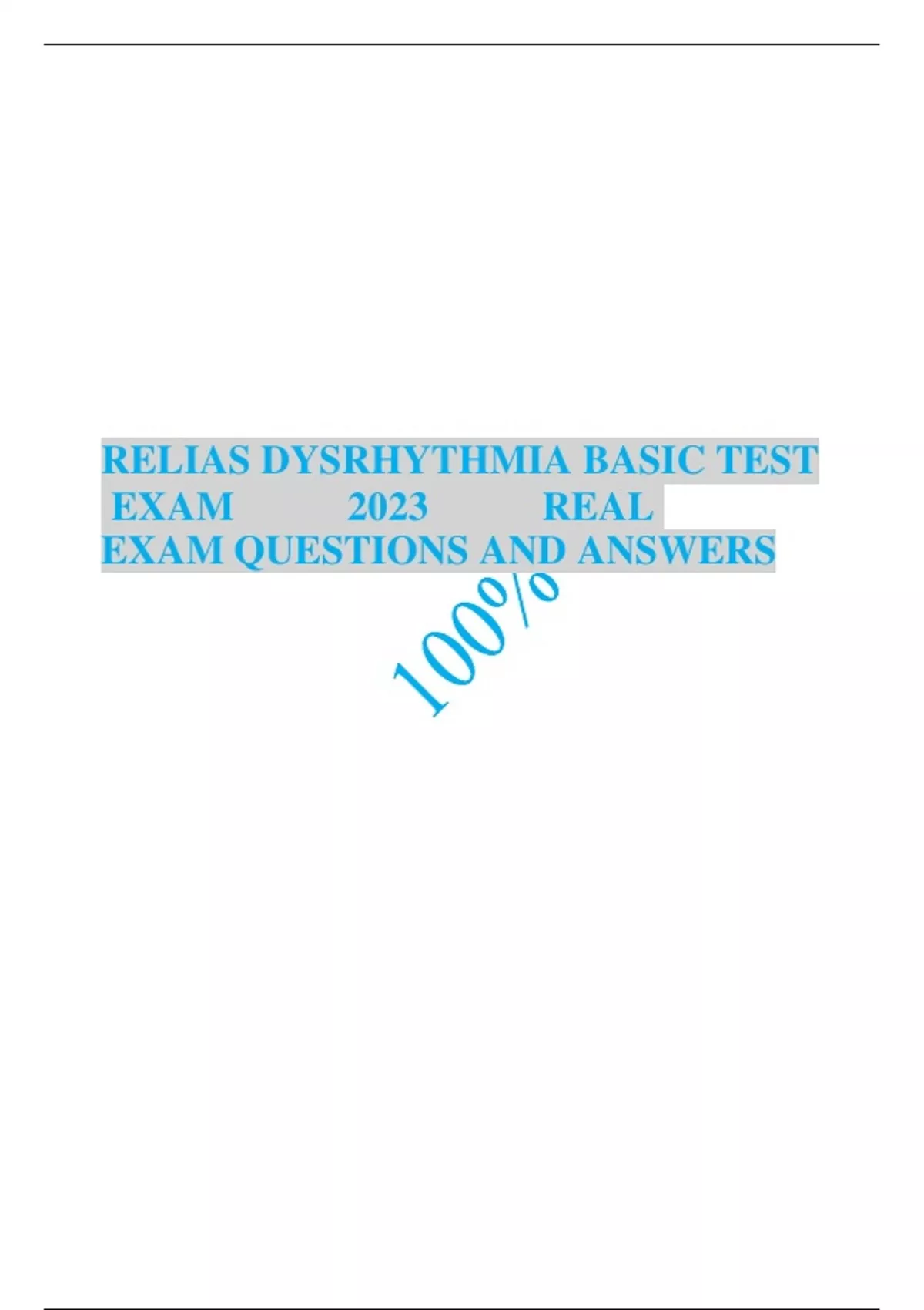 Relias Dysrhythmia Basic Test 35 Questions And Answers 2023 (Basic A ...