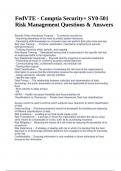 FedVTE - Windows Operating System Security updated 2022/2023 & FedVTE - Comptia Security+ SY0-501 Risk Management Questions & Answers.