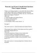 Maternity and Women's Health Final Questions With Complete Solutions