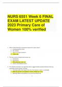 NURS 6551 Week 6 FINAL  EXAM LATEST UPDATE  2023 Primary Care of  Women 100% verified