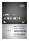 OPM1501 Assignment 2 2023 (566940) 100% TRUSTWORTHY and RELIABLE answers, solutions, workings and explanations 