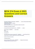 MCN 374 Exam 4 2023 Questions and Correct Answers 