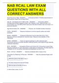 NAB RCAL LAW EXAM QUESTIONS WITH ALL CORRECT ANSWERS