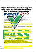 NR 566 / NR566 Final Exam Review (Latest 2022/2023): Advanced Pharmacology for Care of the Family – Chamberlain NR 566 Final Exam-with 100% verified solutions-2023-2024