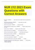 NUR 212 2023 Exam Questions with Correct Answers 