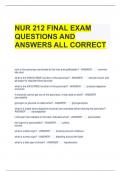 NUR 212 FINAL EXAM QUESTIONS AND ANSWERS ALL CORRECT 