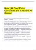 Nurs104 Final Exam Questions and Answers All Correct 