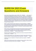 NURS104 2023 Exam Questions and Answers 